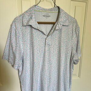 J. Crew Performance Polo Shirt Flower Print White Size M BQ007